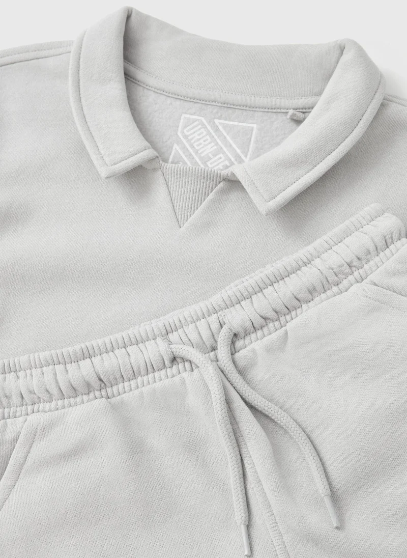 Matalan Boys Grey Collared Sweatshirt & Shorts Set